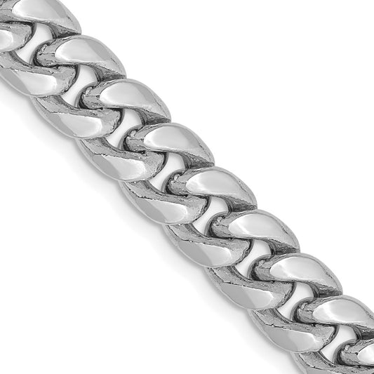 14K White Gold 7.3mm Semi-Solid Miami Cuban 24 Inch Chain