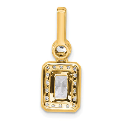 14K Yellow Gold 2 carat Certified Lab Grown Diamond VS+ F+ Radiant Complete Halo Pendant