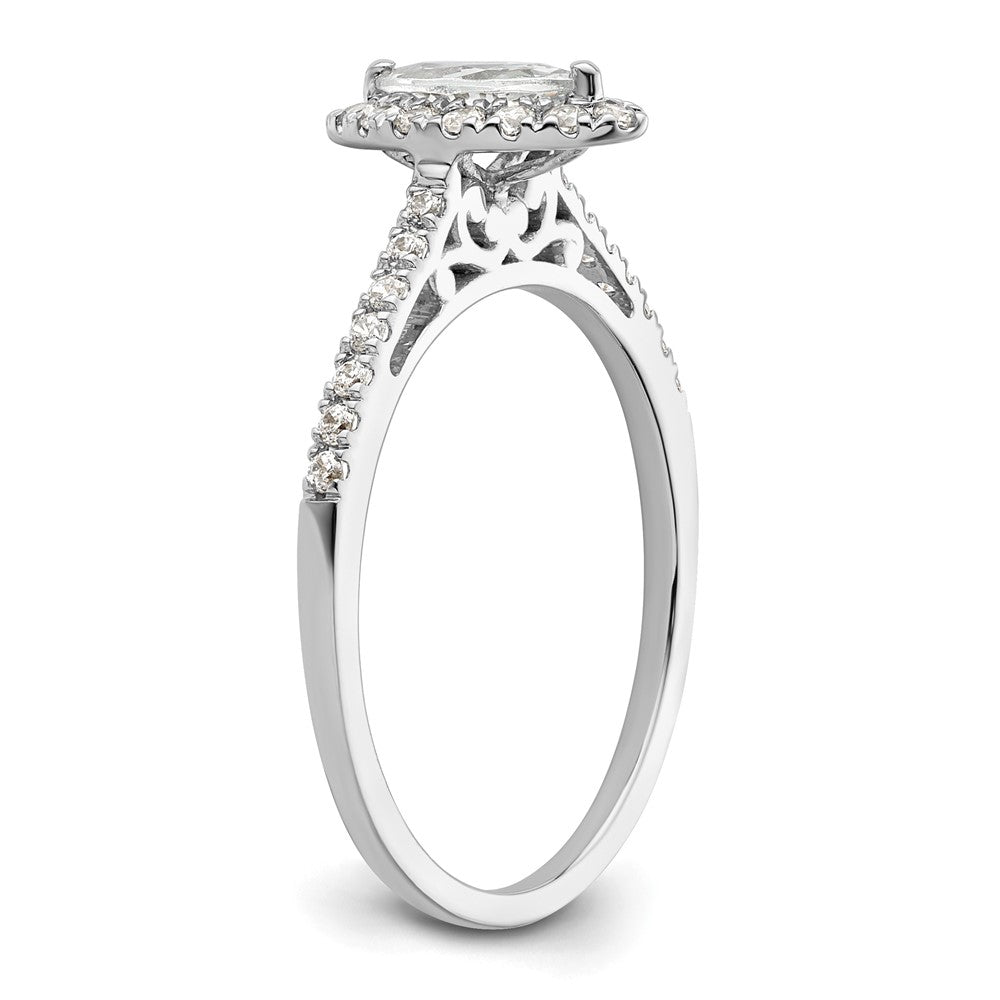 14K White Gold Halo (Holds 1/2 carat (8x4mm) Marquise Center) 1/4 carat Diamond Semi-mount Engagement Ring