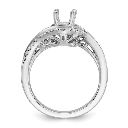 14K White Gold By-Pass (Holds 3/4 carat (5.8mm) Round Center) 1/3 carat Diamond Semi-mount Engagement Ring