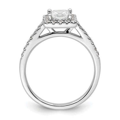 14K White Gold Halo Plus (Holds 3/4 carat (5.00mm) Princess Center) 3/8 carat Diamond Semi-Mount Engagement Ring