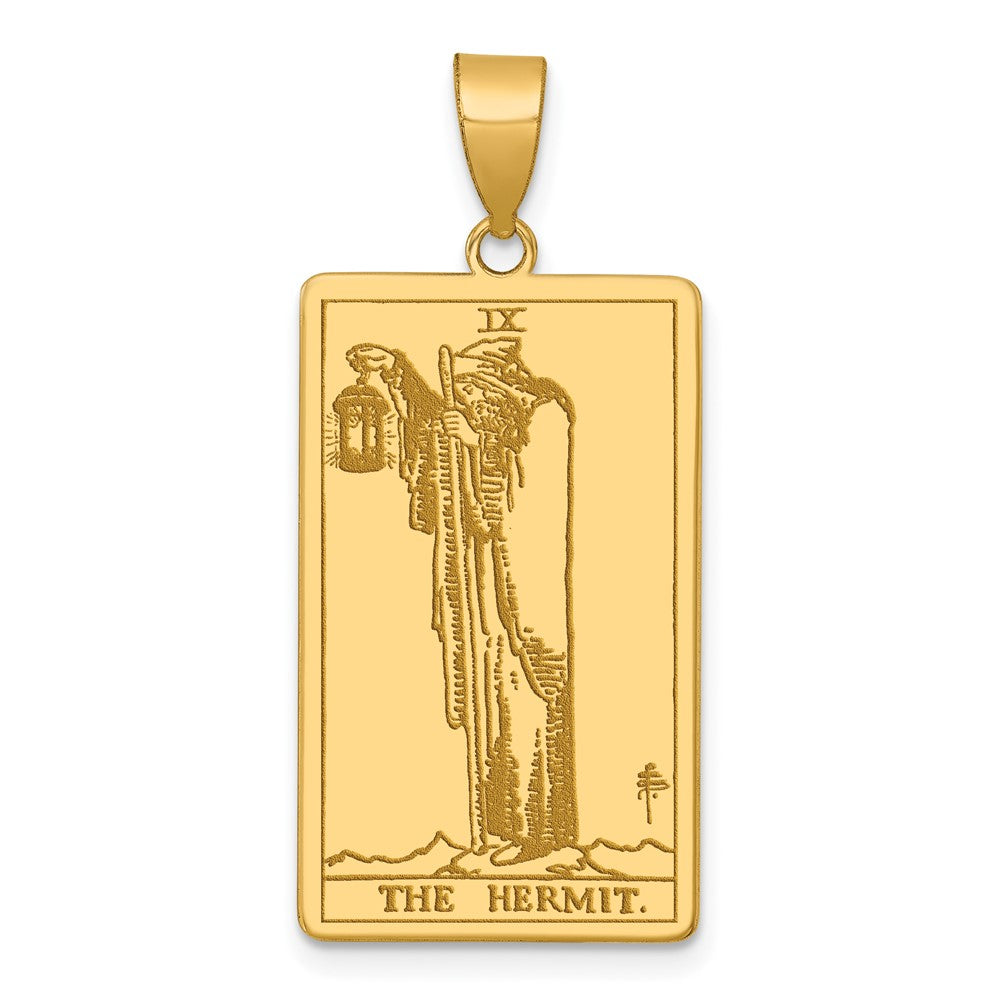 14K Yellow Gold The Hermit Tarot Card Pendant