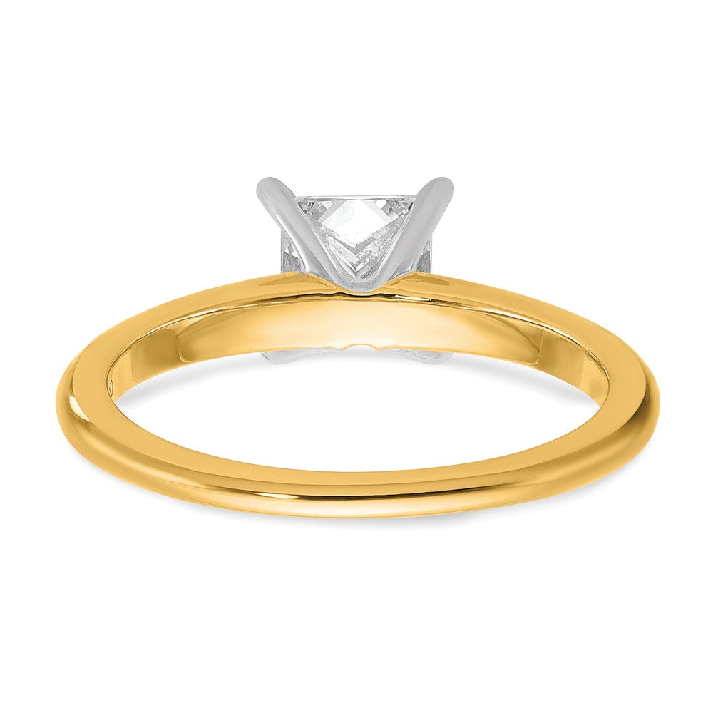 14K Two-Tone Gold Two-tone 1 carat Certified Lab Grown Diamond VS+ F+ Princess Complete Solitaire Engagement Ring
