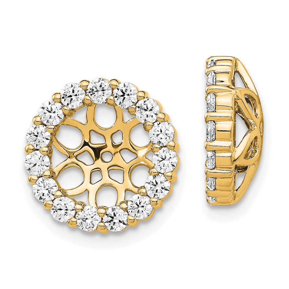 14K Yellow Gold 1.05 carat Diamond Circle Earring Jackets