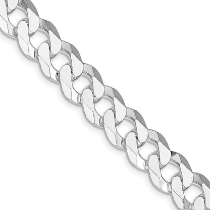 Sterling Silver Rhodium-plated 10.6mm Beveled Curb 26 Inch Chain