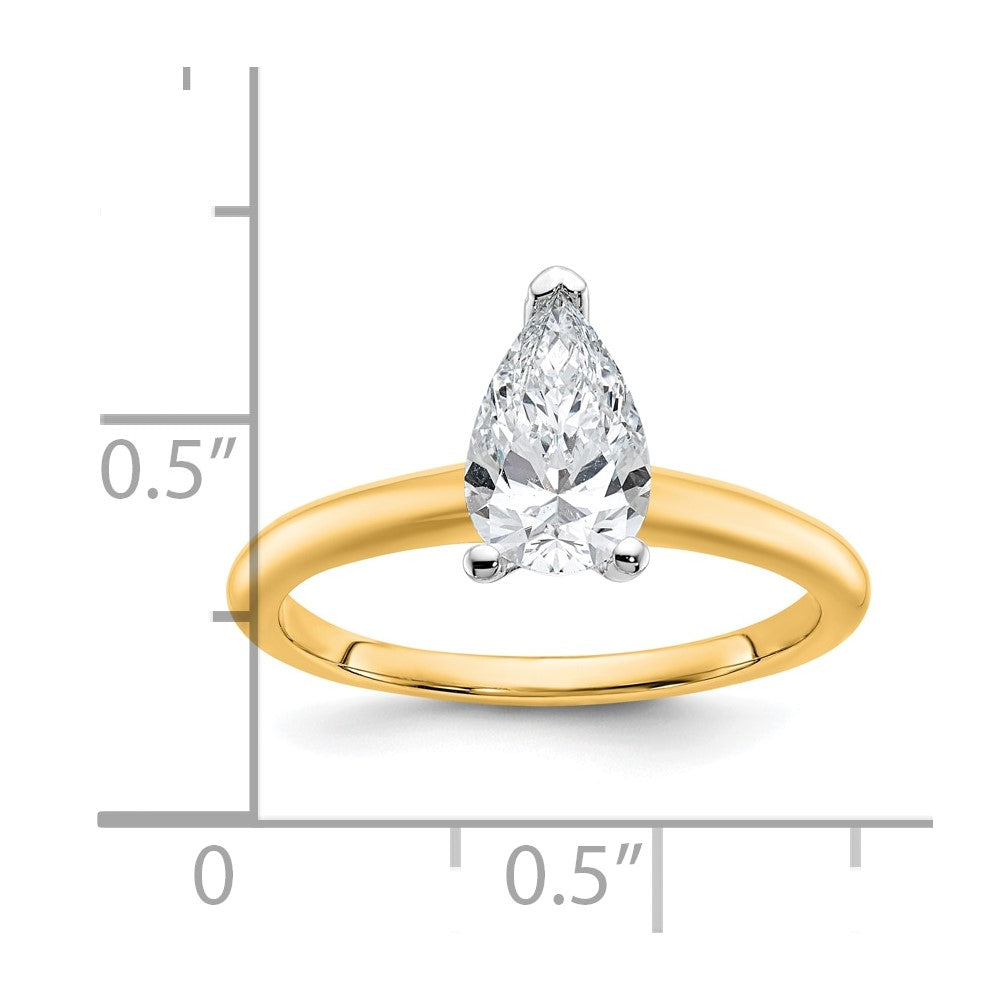 14K Two-Tone Gold Two-tone 1 carat Certified Lab Grown Diamond VS+ F+ Pear Solitaire Complete Engagement Ring