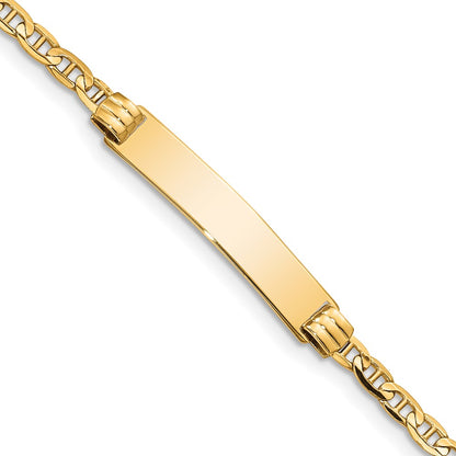 14K Yellow Gold Polished Solid Chain/Solid Plate Anchor Link 26x5mm Plate 5.5 Inch Baby/Child ID Bracelet
