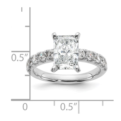 14K White Gold 3 3/4 carat Certified Lab Grown Diamond VS+ F+ Radiant Complete Engagement Ring