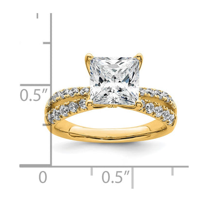 True Origin 14K Yellow Gold 2 5/8 carat Lab Grown Diamond VS+ F+ Complete Princess Engagement Ring