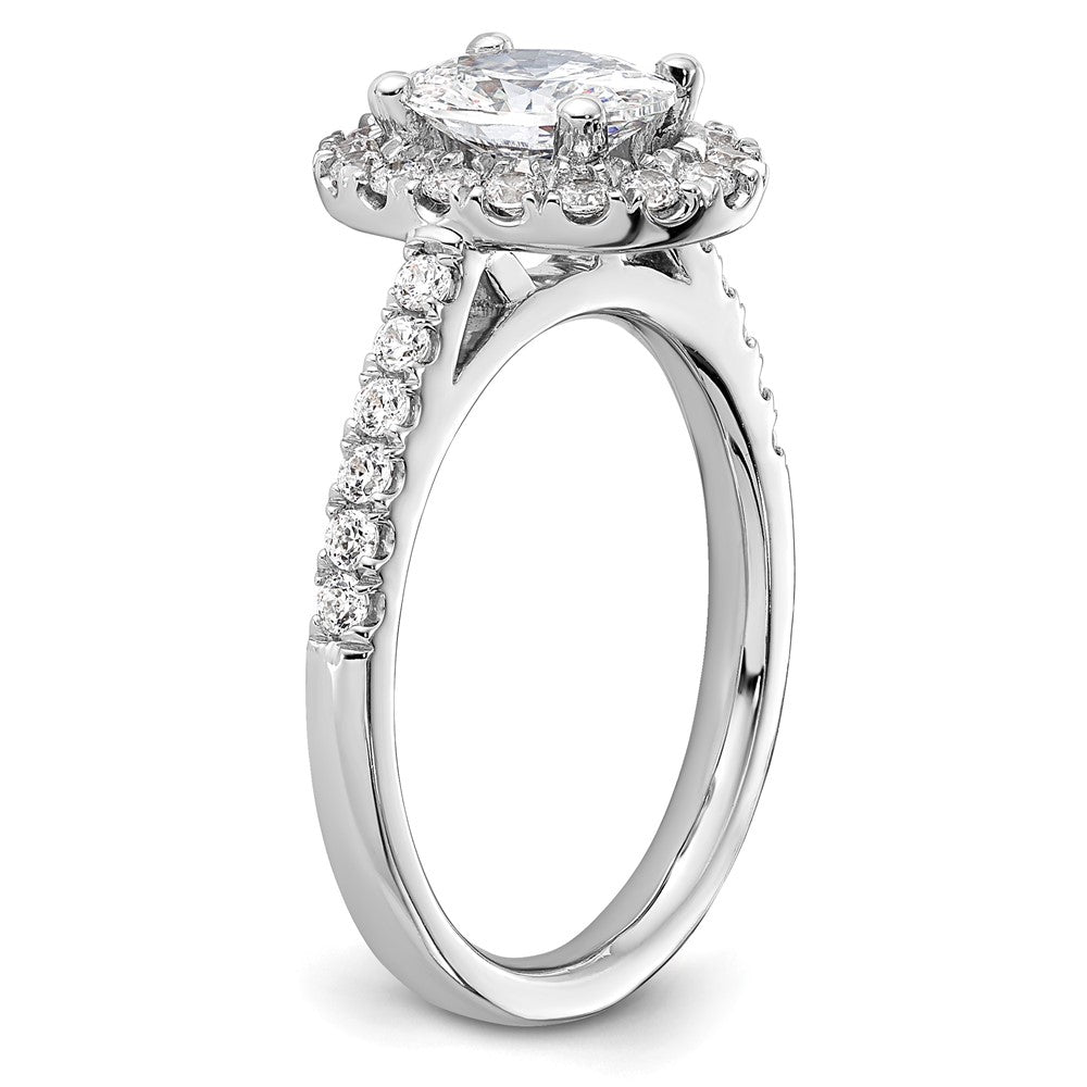 14K White Gold Halo Plus (Holds 1 carat (8.0x5.5mm) Oval Center) 1/2 carat Diamond Semi-Mount Engagement Ring