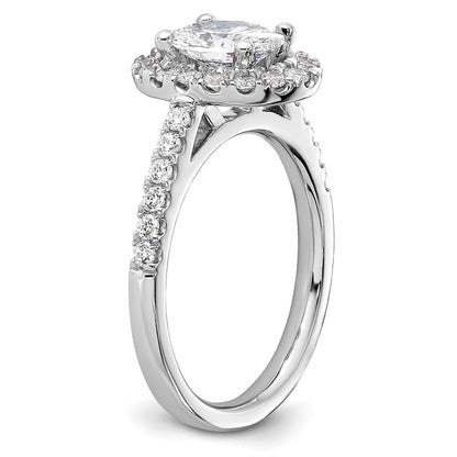 14K White Gold Halo Plus (Holds 1 carat (8.0x5.5mm) Oval Center) 1/2 carat Diamond Semi-Mount Engagement Ring