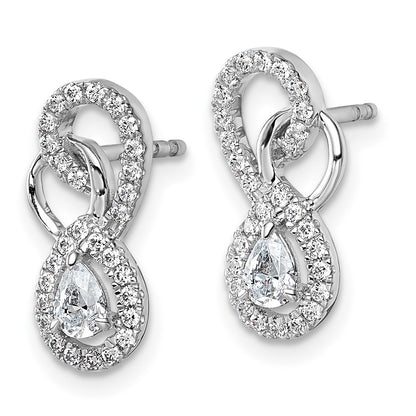 14K White Gold Polished 1/2 carat Diamond Infinity Drop Post Earrings