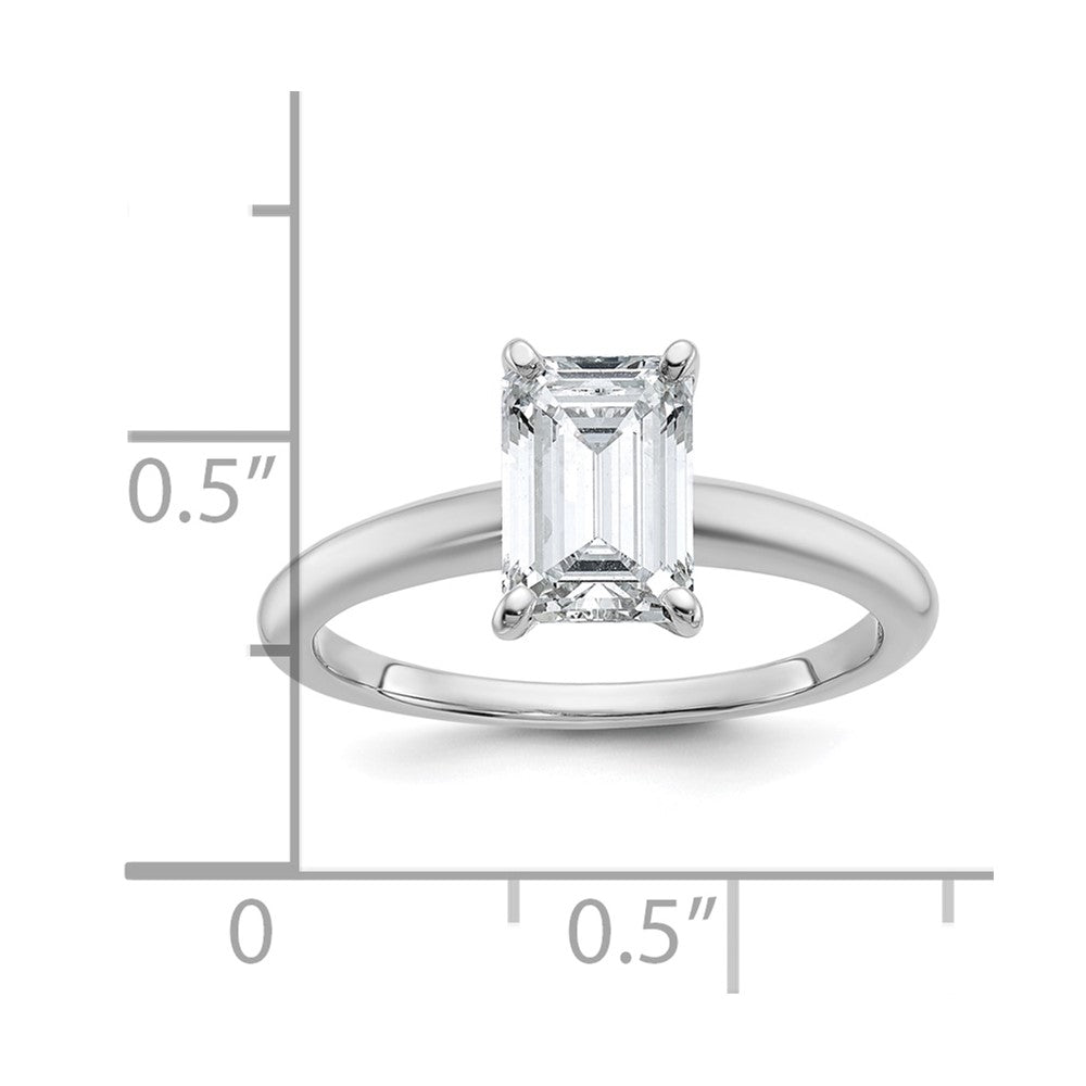 14K White Gold 1 1/2 carat Certified Lab Grown Diamond VS+ F+ Emerald Solitaire Complete Engagement Ring