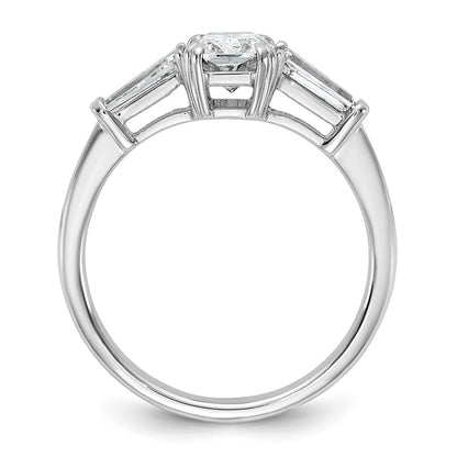 14K White Gold 1 1/2 carat Certified Lab Grown Diamond VS+ F+ Radiant with Tapered Baguette Sides Complete Engagement Ring