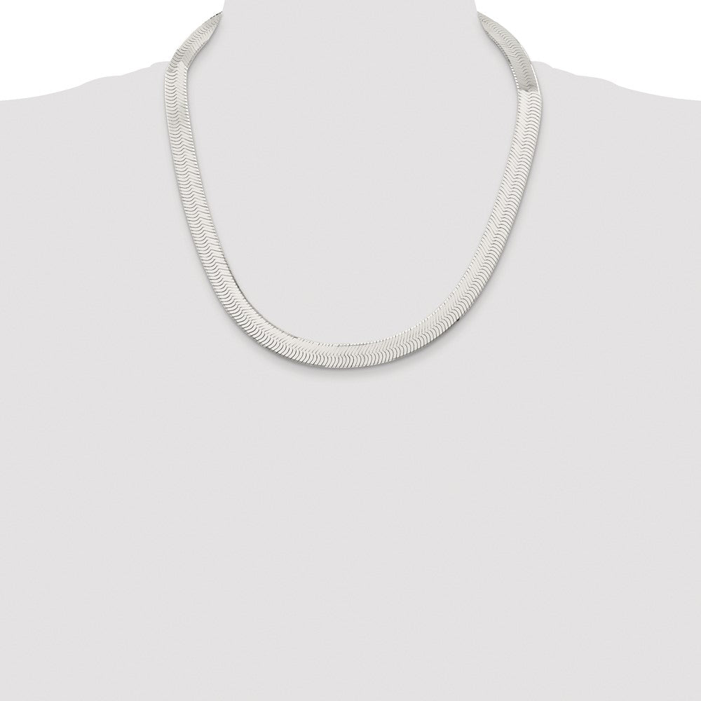 Sterling Silver Rhodium-plated 10.5mm Magic Herringbone 22 Inch Chain