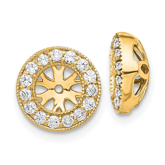 14K Yellow Gold 1/4 carat Diamond Circle Earring Jackets