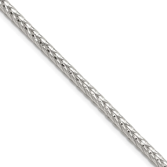 Sterling Silver 3.8mm Diamond-cut Round Franco 30 Inch Chain