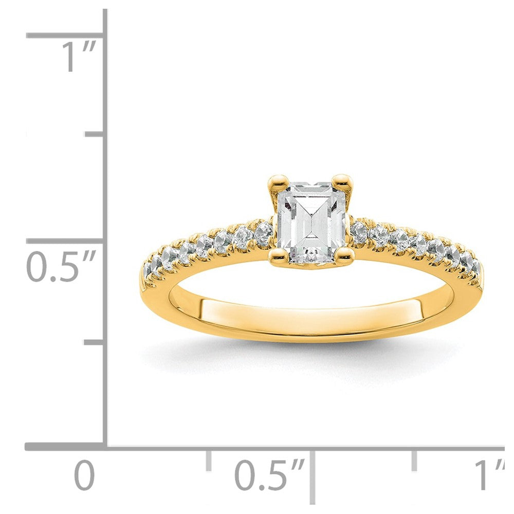 True Origin 14K Yellow Gold 1/5 carat Lab Grown Diamond VS+ F+ Semi-Mount Emerald Engagement Ring