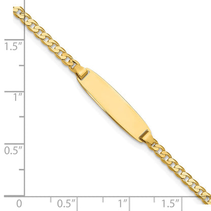 14K Yellow Gold Polished Solid Chain/Solid Plate Curb Link 19.5x5.5mm Plate 7 Inch ID Bracelet