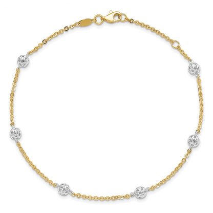 14K Two-Tone Gold Two-tone Polished and Diamond-cut Anklet
