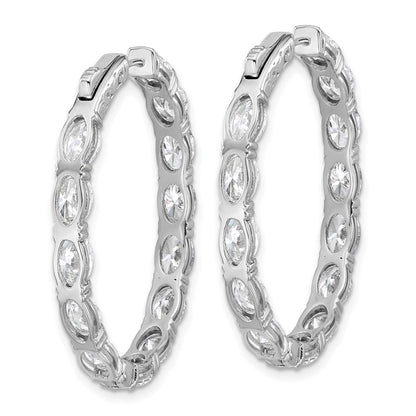 14K White Gold 8 5/8 carat Lab Grown Diamond VS/SI+ G+ Oval and Round Complete In and Out Hoop Earrings