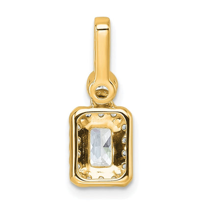 14K Yellow Gold 1 carat Lab Grown Diamond VS/SI+ G+ Radiant Complete Halo Pendant