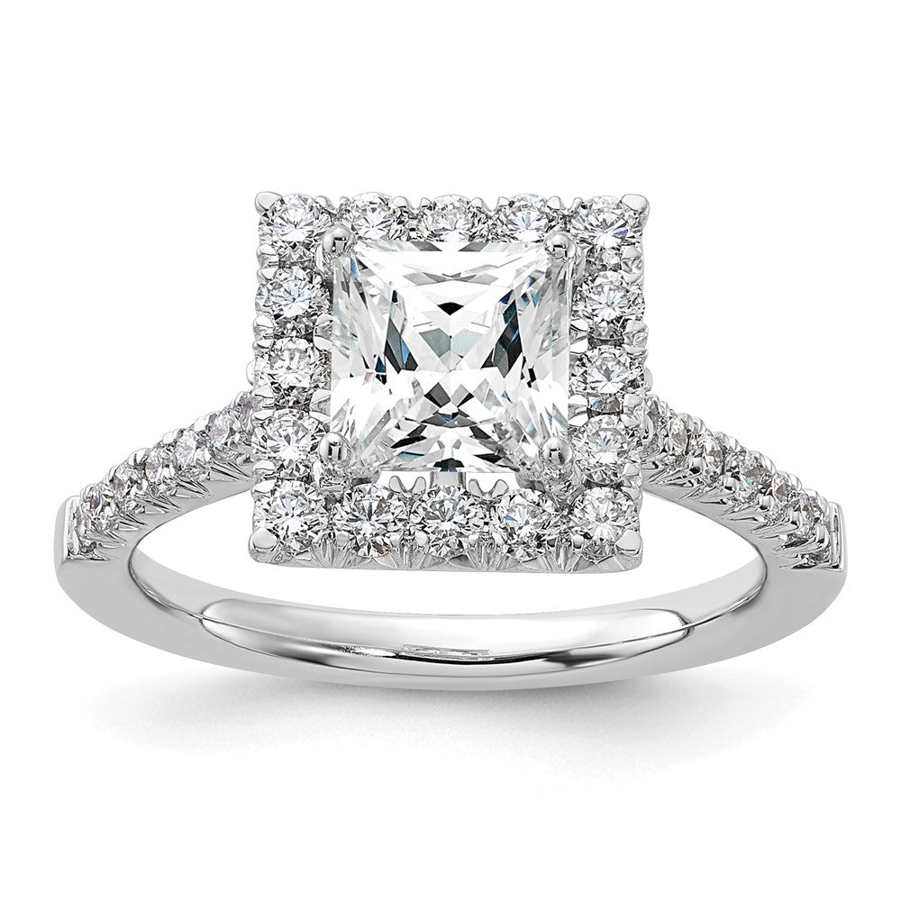 True Origin 14K White Gold 3/4 carat Lab Grown Diamond VS+ F+ Semi-Mount Princess Halo Engagement Ring