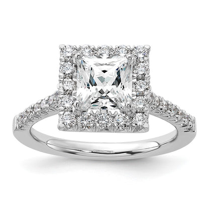 True Origin 14K White Gold 3/4 carat Lab Grown Diamond VS+ F+ Semi-Mount Princess Halo Engagement Ring