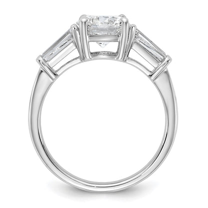 14K White Gold 3/4 carat Lab Grown Diamond VS+ F+ Tapered Baguette Holds 1 1/2 carat Round Center Semi Mount Engagement Ring