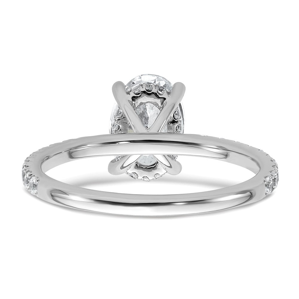 14K White Gold 1 7/8 carat Certified Lab Grown Diamond VS+ F+ Oval Complete Solitaire with Flair Engagement Ring