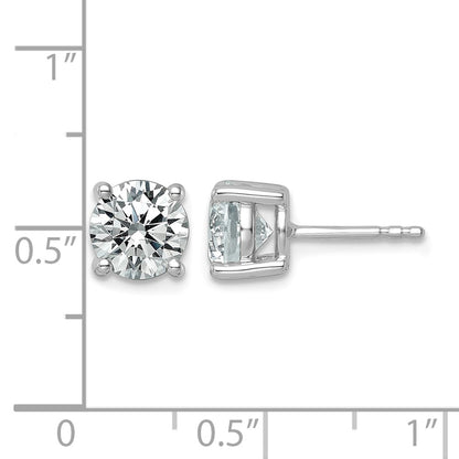 14K White Gold 2 1/2 carat Lab Grown Diamond VS/SI+ G+ Round Complete Four Prong Lightweight Stud Earrings