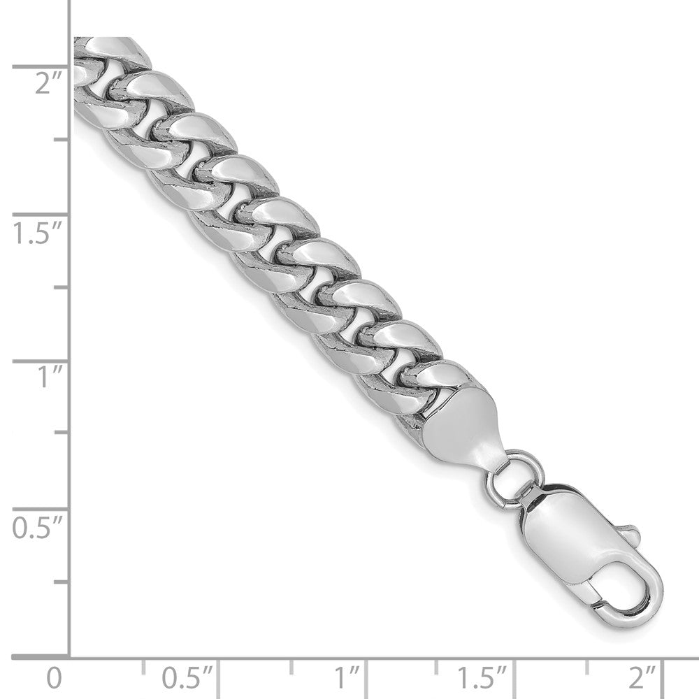 14K White Gold 7.3mm Semi-Solid Miami Cuban 8 Inch Chain