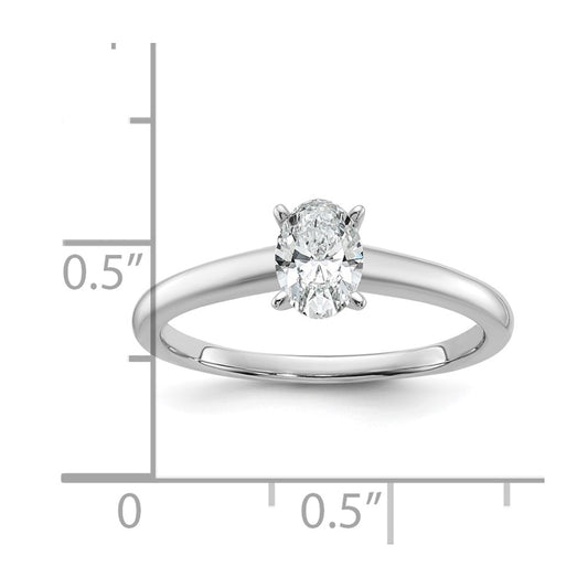 14K White Gold 1/2 carat Certified Lab Grown Diamond VS+ F+ Oval Complete Solitaire Engagement Ring