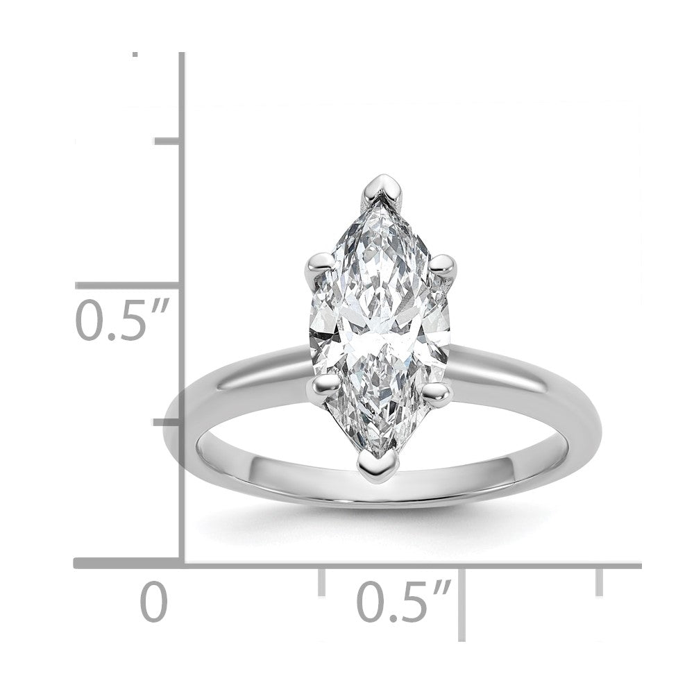 14K White Gold 2 carat Lab Grown Diamond VS+ F+ Marquise Solitaire Complete Engagement Ring