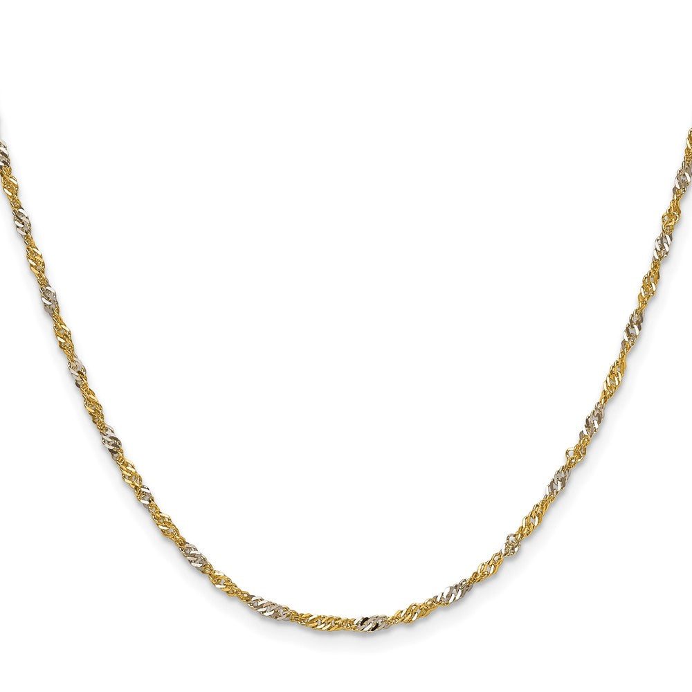 14K Yellow Gold with Rhodium 1.9mm Singapore 16 Inch Chain