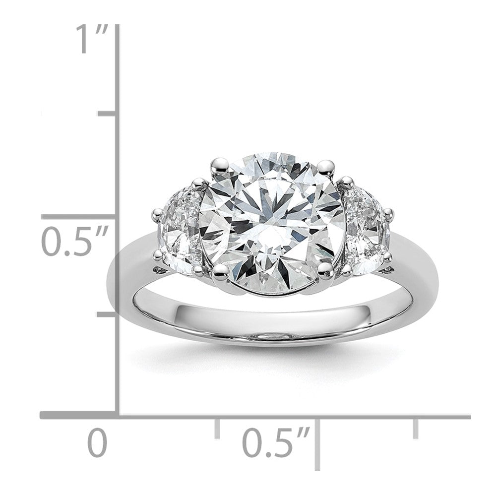 14K White Gold 3 1/8 carat Certified Lab Grown Diamond VS/SI+ G+ Round Complete Three Stone Engagement Ring
