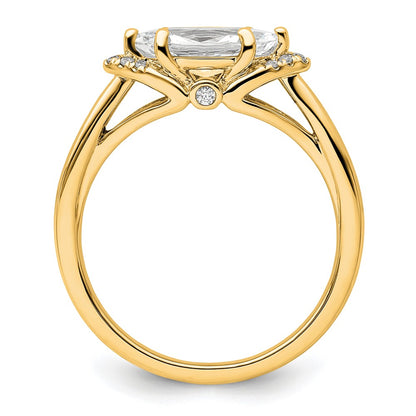 14K Yellow Gold 1/20 carat Lab Grown Diamond VS/SI+ G+ 1 carat Center East-West Marquise Semi Mount Engagement Ring