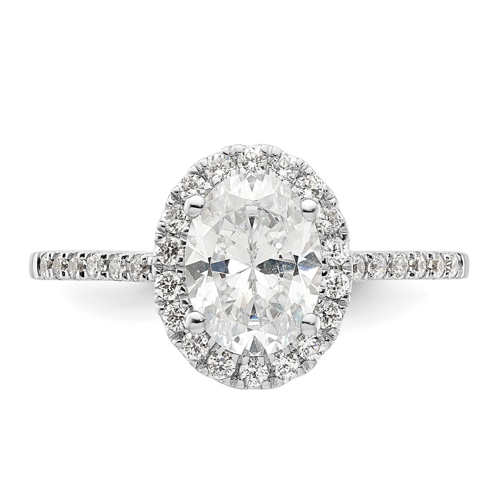 14K White Gold Halo (Holds 1.5 carat (8x6mm) Oval Center) 1/3 carat Diamond Semi-mount Engagement Ring