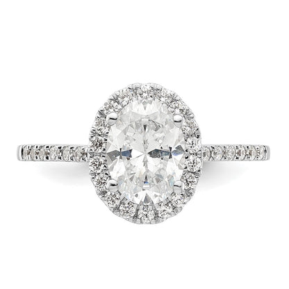 14K White Gold Halo (Holds 1.5 carat (8x6mm) Oval Center) 1/3 carat Diamond Semi-mount Engagement Ring