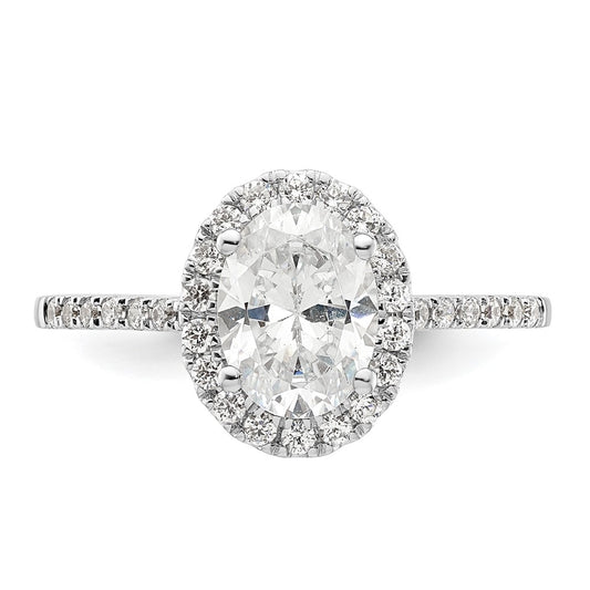 14K White Gold Halo (Holds 1.5 carat (8x6mm) Oval Center) 1/3 carat Diamond Semi-mount Engagement Ring