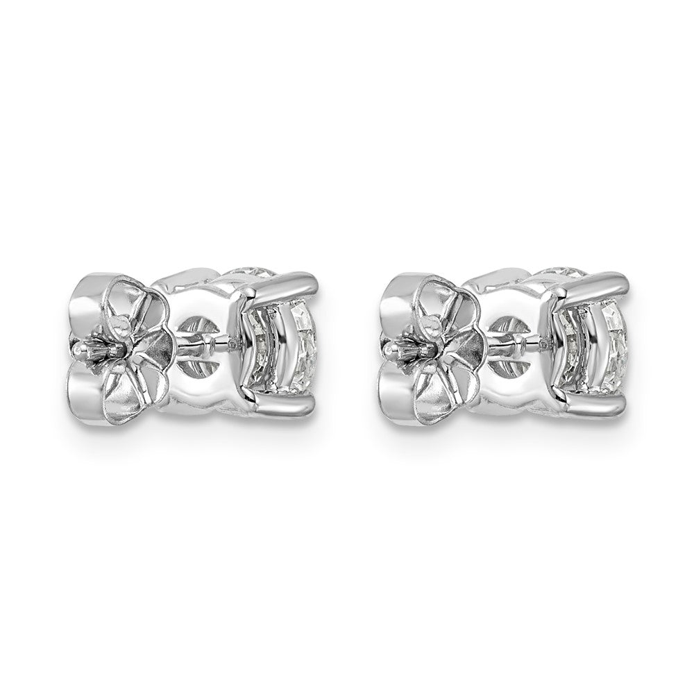 14K White Gold 2 carat Certified Lab Grown Diamond VS+ F+ Round Complete Four Prong Lightweight Stud Earrings