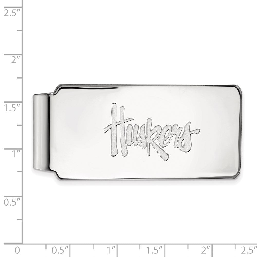 10K White Gold LogoArt University of Nebraska Huskers Money Clip
