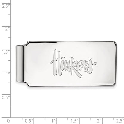 10K White Gold LogoArt University of Nebraska Huskers Money Clip