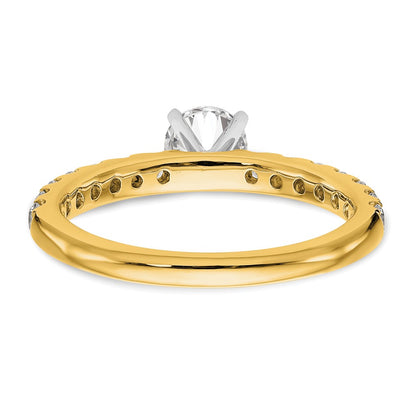 True Origin 14K Yellow Gold 1/2 carat Lab Grown Diamond VS+ F+ Semi-Mount Peg Set Engagement Ring