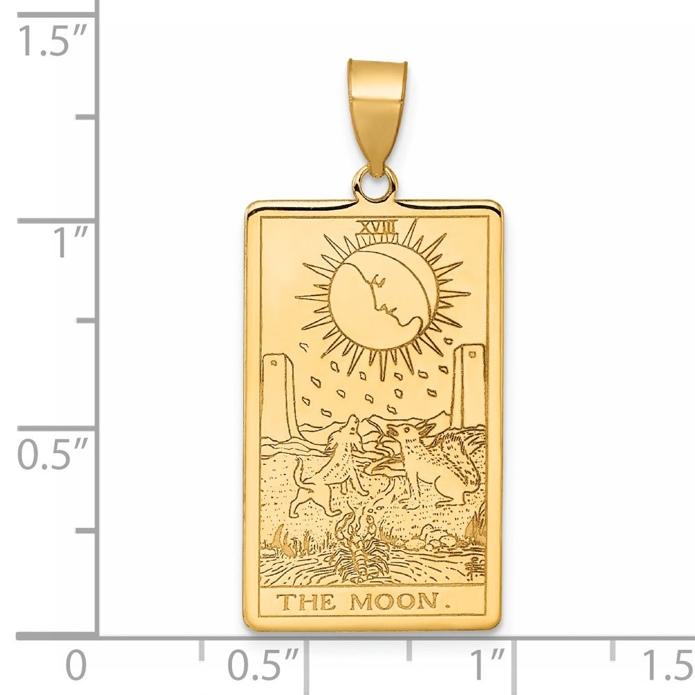 14K Yellow Gold The Moon Tarot Card Pendant