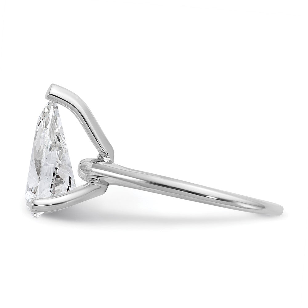 14K White Gold 3 carat Certified Lab Grown Diamond VS+ F+ Pear Solitaire Complete Engagement Ring