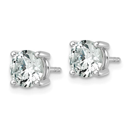 14K White Gold 2 1/2 carat Lab Grown Diamond VS+ F+ Round Complete Four Prong Lightweight Stud Earrings