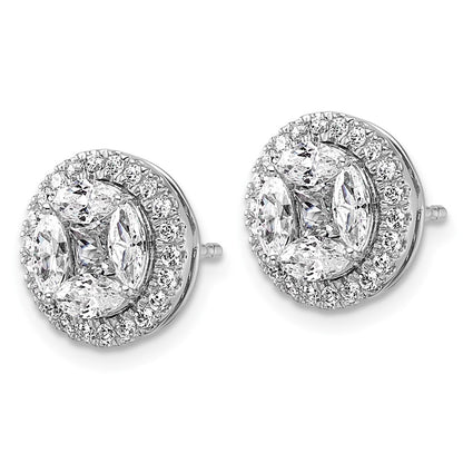 14K White Gold 1 1/2 carat Lab Grown Diamond VS/SI+ G+ Marquise Complete Halo Post Earrings