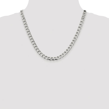 Sterling Silver Rhodium-plated 7.2mm D/C Square Curb 20 Inch Chain