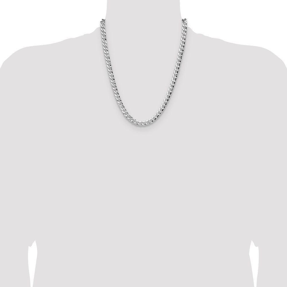 Sterling Silver 7.6mm Hammered Curb 22 Inch Chain